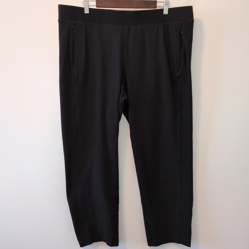 T by Talbots Straight Leg Pants Women 2XP Black Cotton Stretch Athleisure Casual